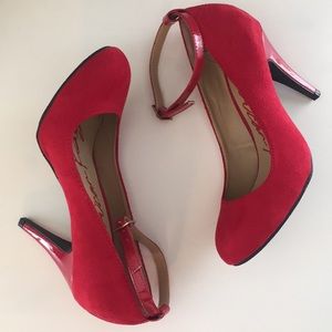 Stylish red heels with strap